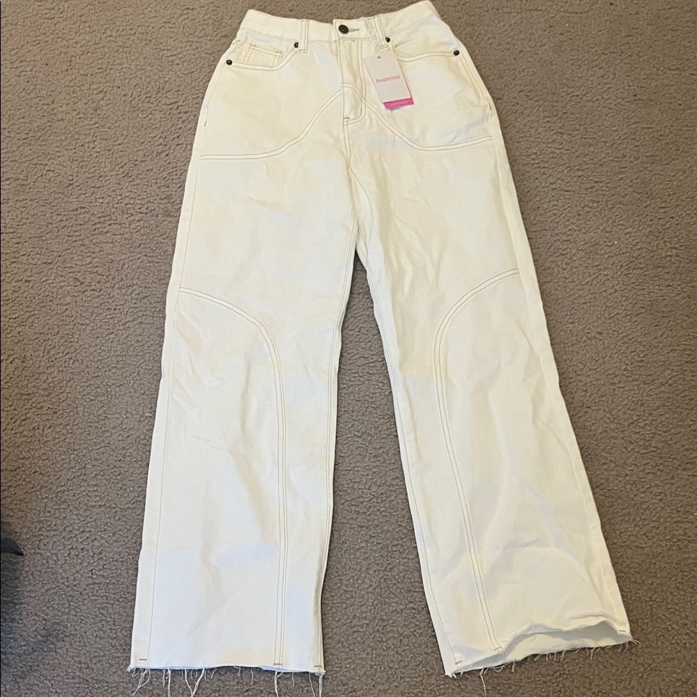 Beginning Boutique Sidney Cream Slouch Jeans